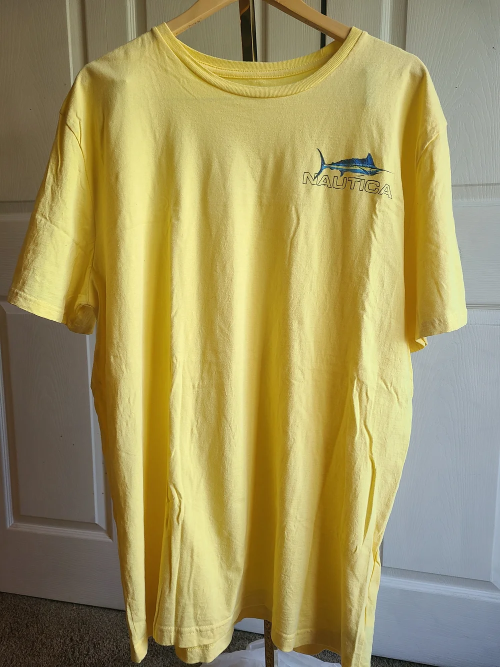 Nautica Yellow Short-Sleeve Tee with Blue & Green Marlin Graphic